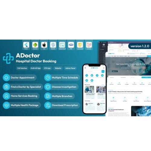 ADoctor Hospital Doctor Booking Android and iOS App Website Admin Panel