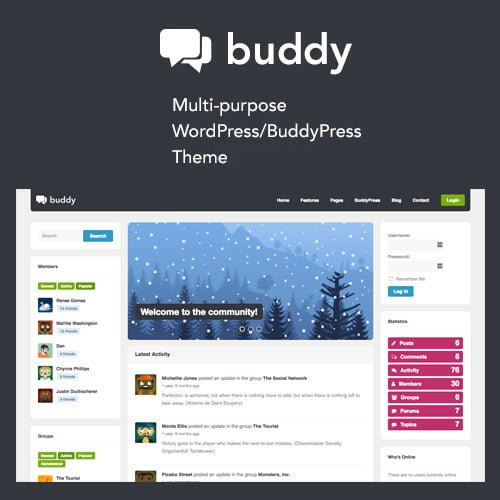 Buddy Simple WordPress BuddyPress Theme