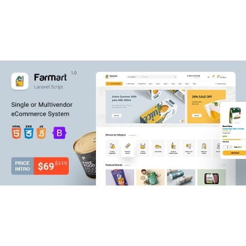 Farmart Single or Multivendor Laravel eCommerce System