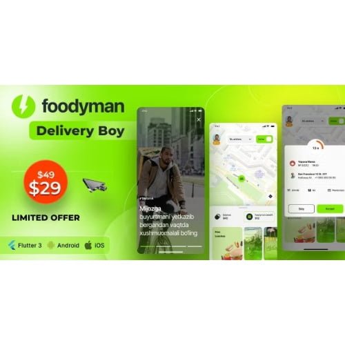 Foodyman Multi Restaurant and Grocery Delivery App iOSAndroid