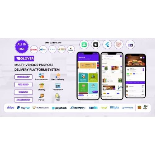 Glover – Grocery Food Pharmacy Courier Service Provider Backend Driver Vendor app