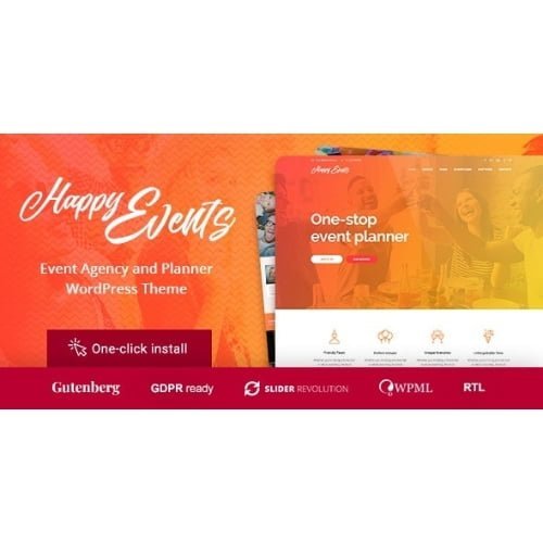 Happy Events Holiday Planner Event Agency WordPress Theme Nulled