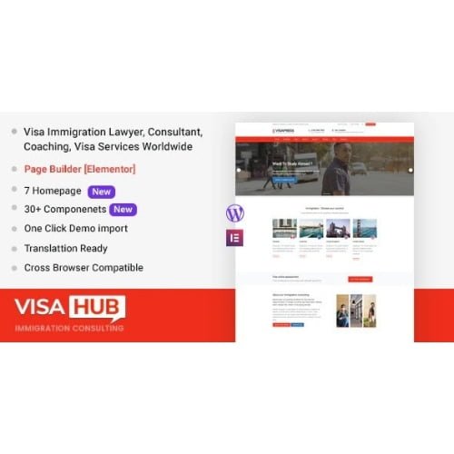 VisaHub Immigration Consulting WordPress Theme Free Download