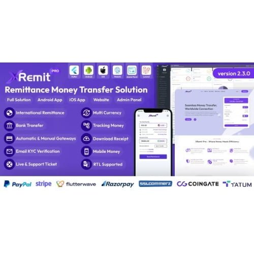 XRemit Pro Remittance Money Transfer Full Solution