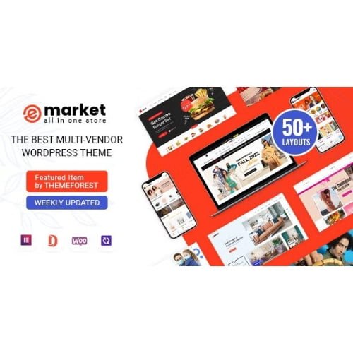 eMarket All in One Multi Vendor MarketPlace Elementor WordPress Theme 50 Indexes Mobile Layouts